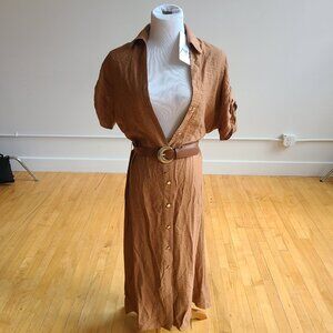 Brown Zara shirt dress with belt